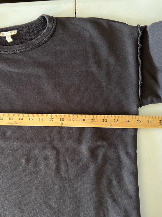 Eileen Fisher Organic Cotton Terry Tunic Black Small Boxy Oversized Raw Edge - Picture 6 of 11